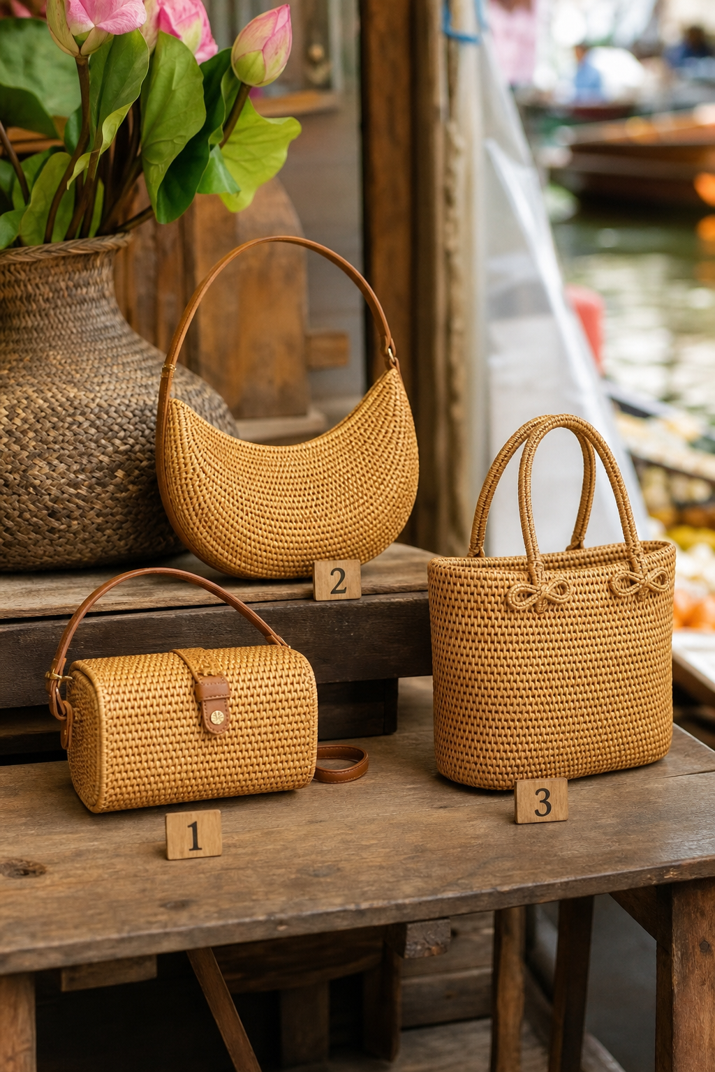 Concept woven bag options for a product vote